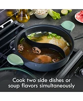Kenmore Theodore 6.5 Qt Cast Aluminum Everyday Pan Hot Pot W/ Dividers, Nonstick Interior, and Lid