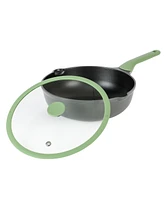 Kenmore Theodore 13 Inch Cast Aluminum Saute Pan W/ Lid Nonstick Interior and Induction Base