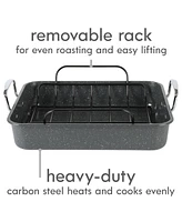 Kenmore Keaton Grey Speckle 16.5" x 12.5" x 3,2" Carbon Steel Roaster W/ Rack