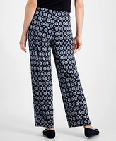 Jm Collection Petite Isabel Geometric Knit Wide-Leg Pants, Created for Macy's