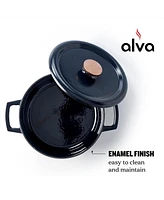 Alva Nori Black Enameled Cast Iron Dutch Oven Pot 5.3 Qt. with Lid & Dual Handles, Versatile Cooking Pot, Cast Iron Cookware, Oven Safe, Induction Com