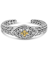 Devata Bali Maple Cuff Bracelet in Sterling Silver and 18K Gold