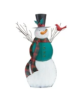 Slickblue Charming Snowman with Cardinal Bird: Winter Wonderland Scene