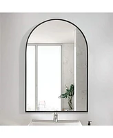 Homlux Arched Wall Mounted Mirror 24"x36" in Black