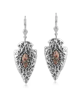 American West Jewelry Fritz Casuse Sterling Silver Arrowhead and Leopard Jasper Gemstone Lever Back Earrings