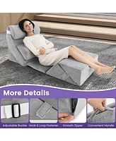 Sugift 7 Pieces Bed Wedge Pillow Set with Memory Foam and Washable Cover