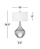 360 Lighting Courtney 28 1/2" Tall Modern End Table Lamp Night Light Table Top Dimmer Gray Brushed Nickel Finish Glass Metal Single White Shade Living