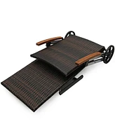 Gymax Folding Patio Rattan Lounge Chair Chaise Cushioned Aluminum Adjust Wheel