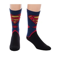 Superman Men's Classic Shield Knit Crew Socks with Logo