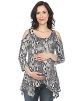 White Mark Maternity Snake Print Cold Shoulder Tunic