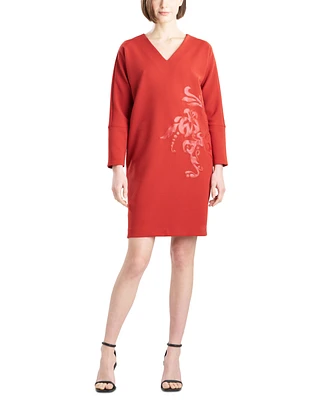 Natori Women's Crepe Applique-Detail Shift Dress