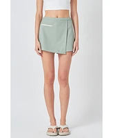 Grey Lab Women's Asymmetrical Wrap Mini Skort