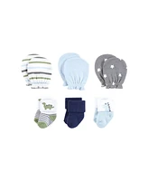 Hudson Baby Baby Boys Caps or Headbands, Bibs, Mittens and Socks 12pc Set, Dinosaur, 0-6 Months