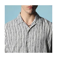 Campus Sutra Men's Ivory White Dot Lined Shirt