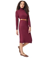 Jones New York Women's Turtleneck Belted Long-Sleeve Dress