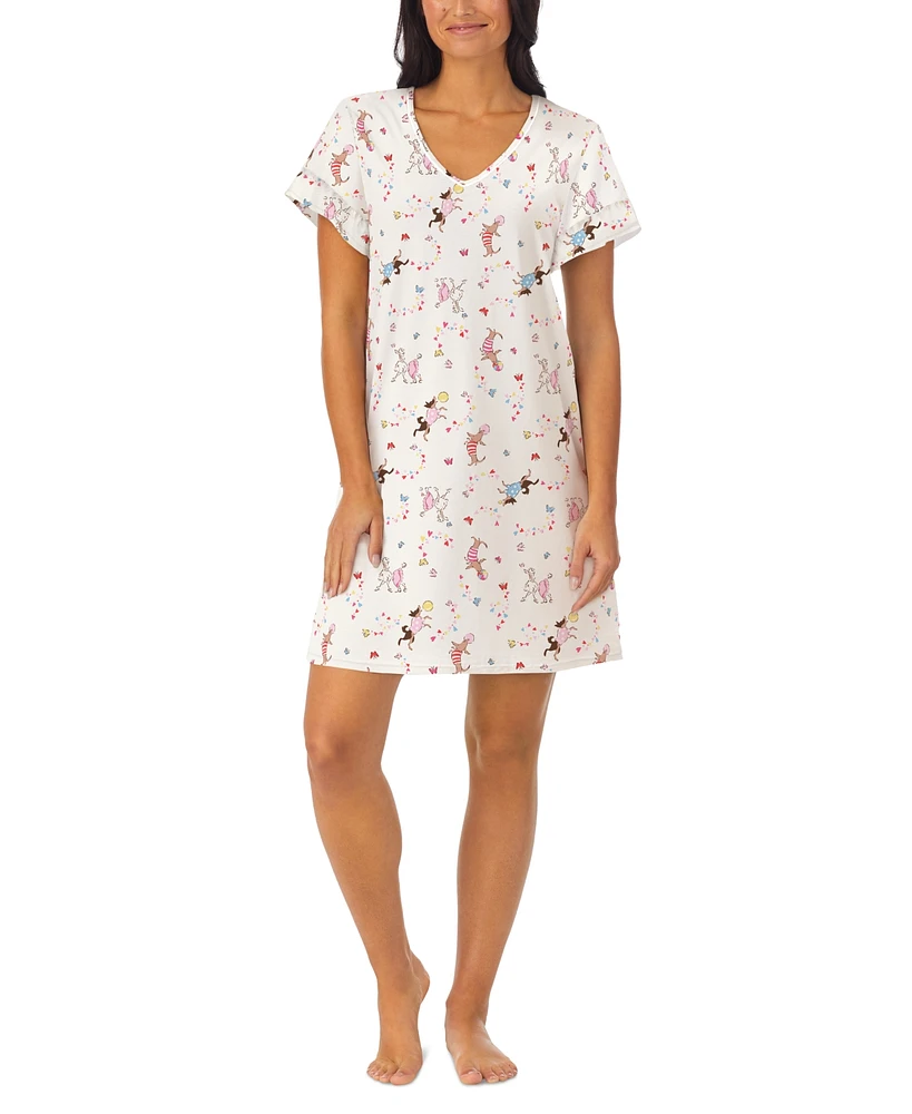 Cuddl Duds Women's Printed Short-Sleeve Sleepshirt