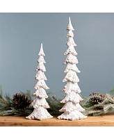 Slickblue Set of 2 White Washed Pine Trees: Rustic Decorative Accent