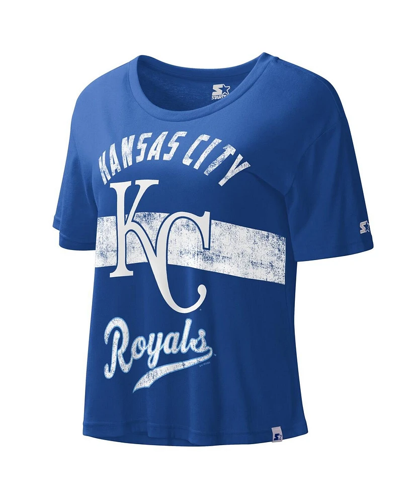 Starter Women's Royal Kansas City Royals Record Setter Crop Top