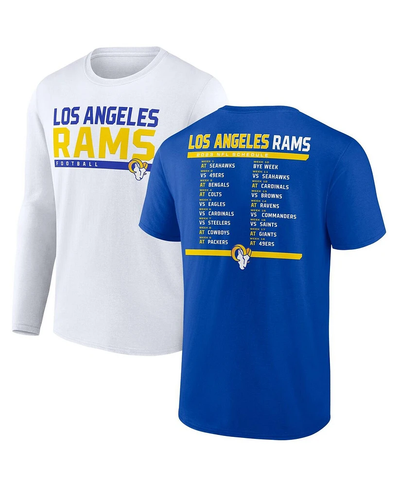 Fanatics Men's Royal/White Los Angeles Rams Two-Pack 2023 Schedule T-Shirt Combo Set