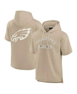 Fanatics Men's and Women's Khaki Philadelphia Eagles Elements Super Soft Fleece Short Sleeve Pullover Hoodie