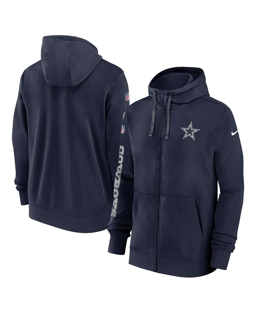 Nike Men's Navy Dallas Cowboys 2024 Sideline Club Full-Zip Hoodie