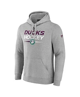 Fanatics Men's Heather Gray Anaheim Ducks Authentic Pro Alternate Wordmark Pullover Hoodie