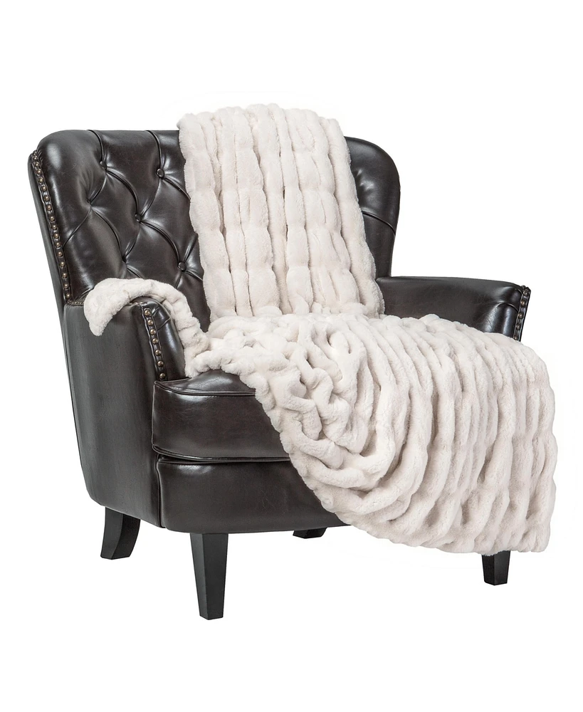 Chanasya Premium Ruched Faux Fur Throw Blanket - Luxurious