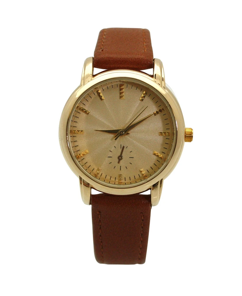 Olivia Pratt Brown Leather Textured Dial Women Watch