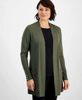 Jm Collection Women's Button-Sleeve Flyaway Cardigan, Xs-4X, Created for Macy's