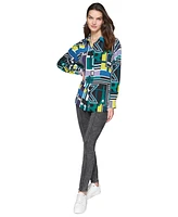 Karl Lagerfeld Paris Petite Abstract-Print Blouse