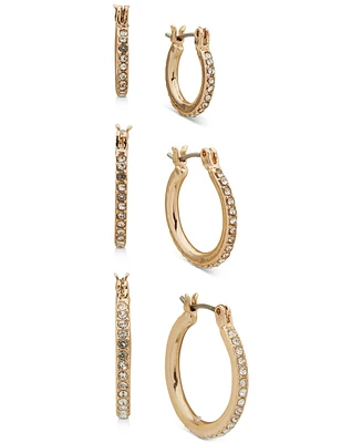 Anne Klein 3-Pc. Set Pave Hoop Earrings