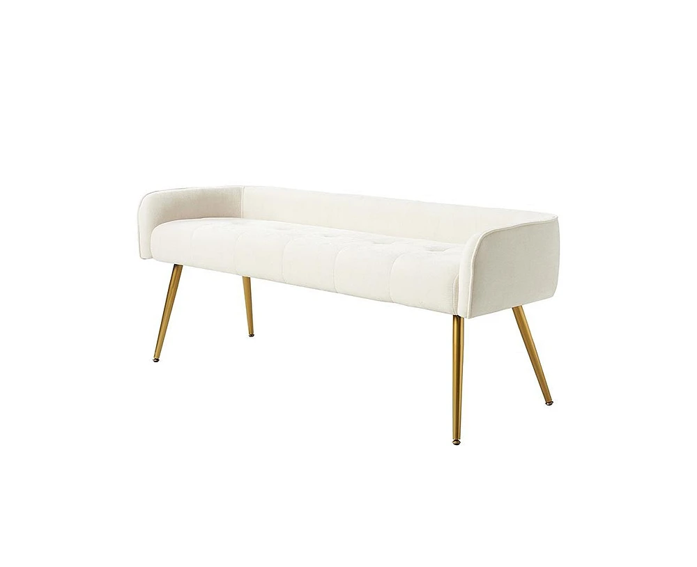 Hulala Home Modern Luis 55.25" Wide Bench with Sturdy Golden Metal Tapered Leg