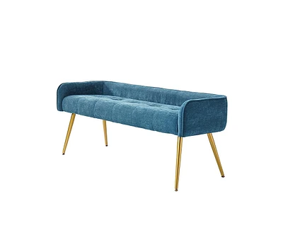 Hulala Home Modern Luis 55.25" Wide Bench with Sturdy Golden Metal Tapered Leg