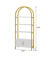 gaomon Arched Bookshelf, 4-Tier Industrial Open Bookcase 71.5 Inches Tall with Doors Storage