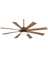 70" Defender Modern Industrial Outdoor Ceiling Fan with Led Light Remote Control Oil Rubbed Bronze Koa Opal Glass Damp Rated for Patio Exterior H