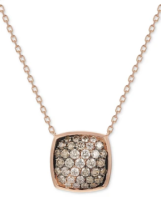 Le Vian Chocolate Ombre Diamond & Vanilla Diamond Cluster Adjustable 18" Pendant Necklace (1-1/20 ct. t.w.) in 14k Rose Gold