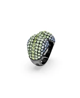 Swarovski Round Cut, Multicolored, Ruthenium Plated Sublima Cocktail Ring