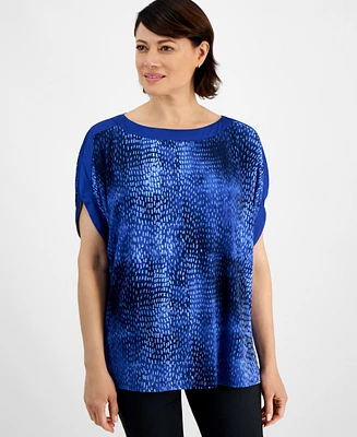 Jm Collection Women's Satin-Trim Boat-Neck Dolman-Sleeve Top, Created for Macy's