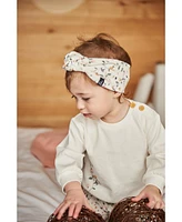 Deux par Baby Girls Organic Cotton Printed Headband Cream With Flowers