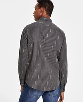 A|X Armani Exchange Men's Slim-Fit Striped Logo Print Long Sleeve Button-Front Shirt