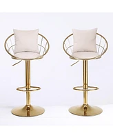 Streamdale Furniture Off- Velvet Bar Chair, Pure Gold Plated, Unique Design, 360 Degree