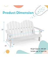 2 Person Fir Wood Adirondack Chair with High Backrest