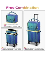 Byootique Malachite Green Makeup Train Case Lockable Rolling Cosmetic Trolley