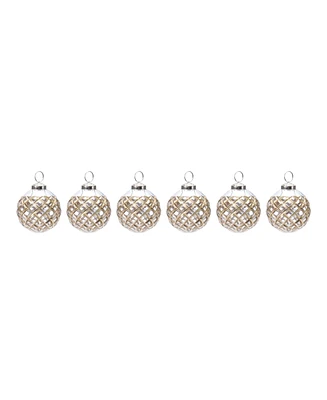 Slickblue Harlequin Etched Glass Ball Ornament (Set of 6)