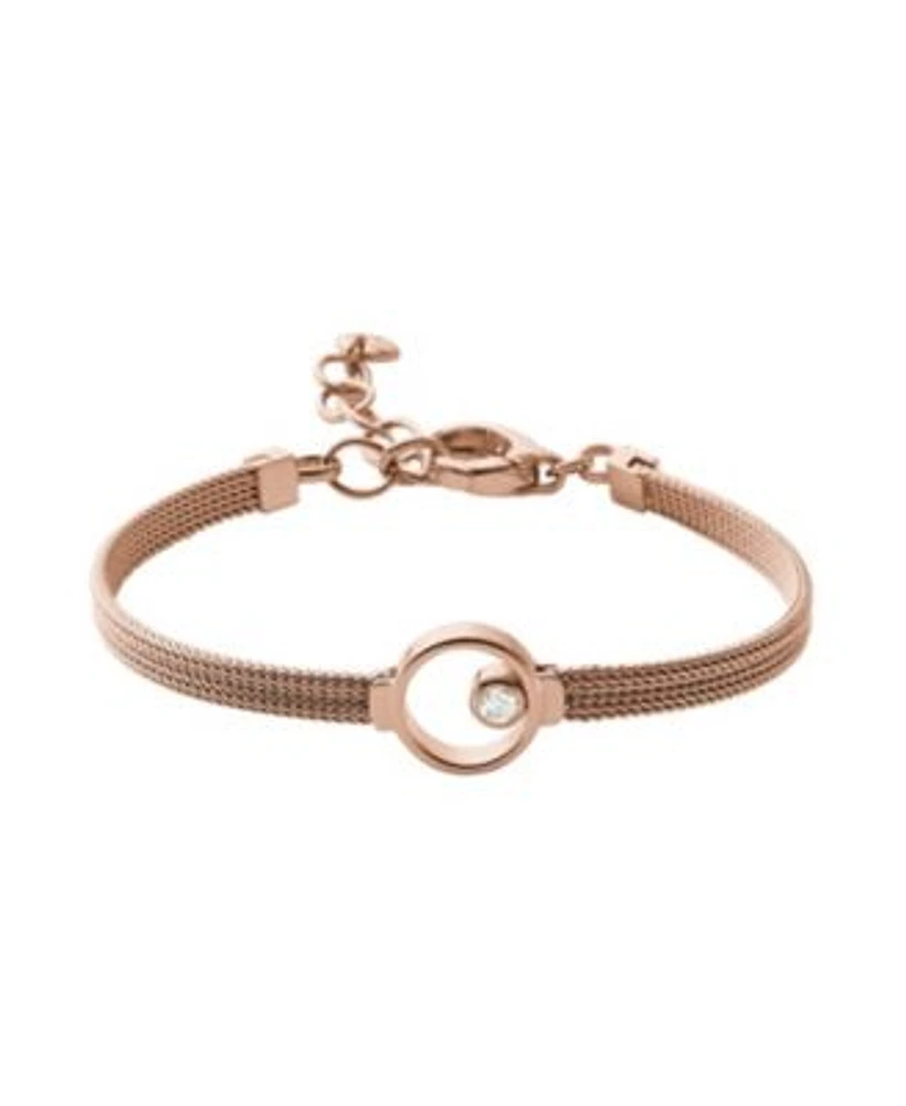 Skagen Womens Kariana Rose Gold Crystal Circle Bracelet