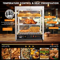 Yescom WeChef 20" Commercial Countertop Food 3-Tier Pizza Warmer with Led Adjustable Lighting Food Heater Display Case Stainless Steel for Buffet Rest