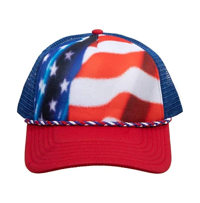Generic Men's Red, White & Blue American Flag Snapback Trucker hat