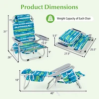 Slickblue Foldable Backpack Beach Chair with Cup Holder and Storage Pockets for Outdoor-Blue and Green