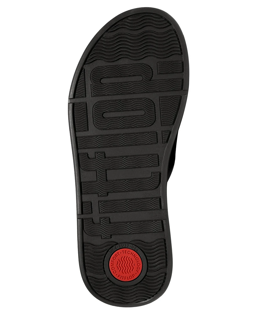 FitFlop Women's F-Mode Raw Edge Leather Flatform H-Bar Slide