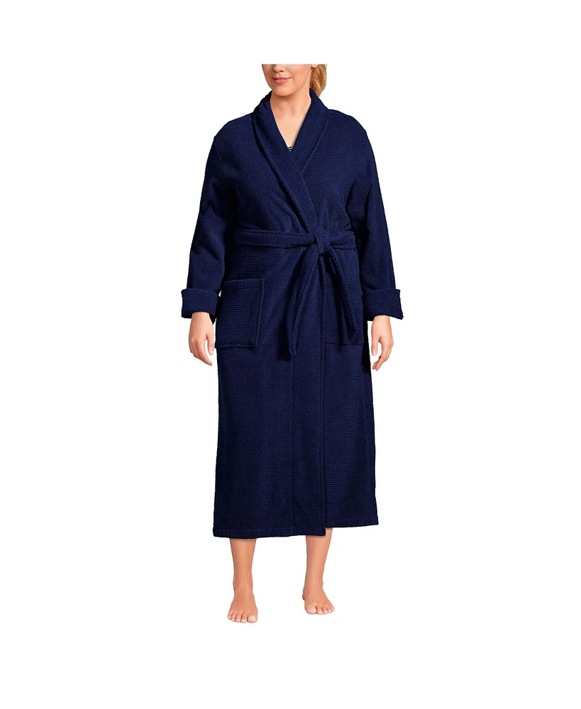 Lands' End Plus Size Cotton Terry Long Spa Bath Robe